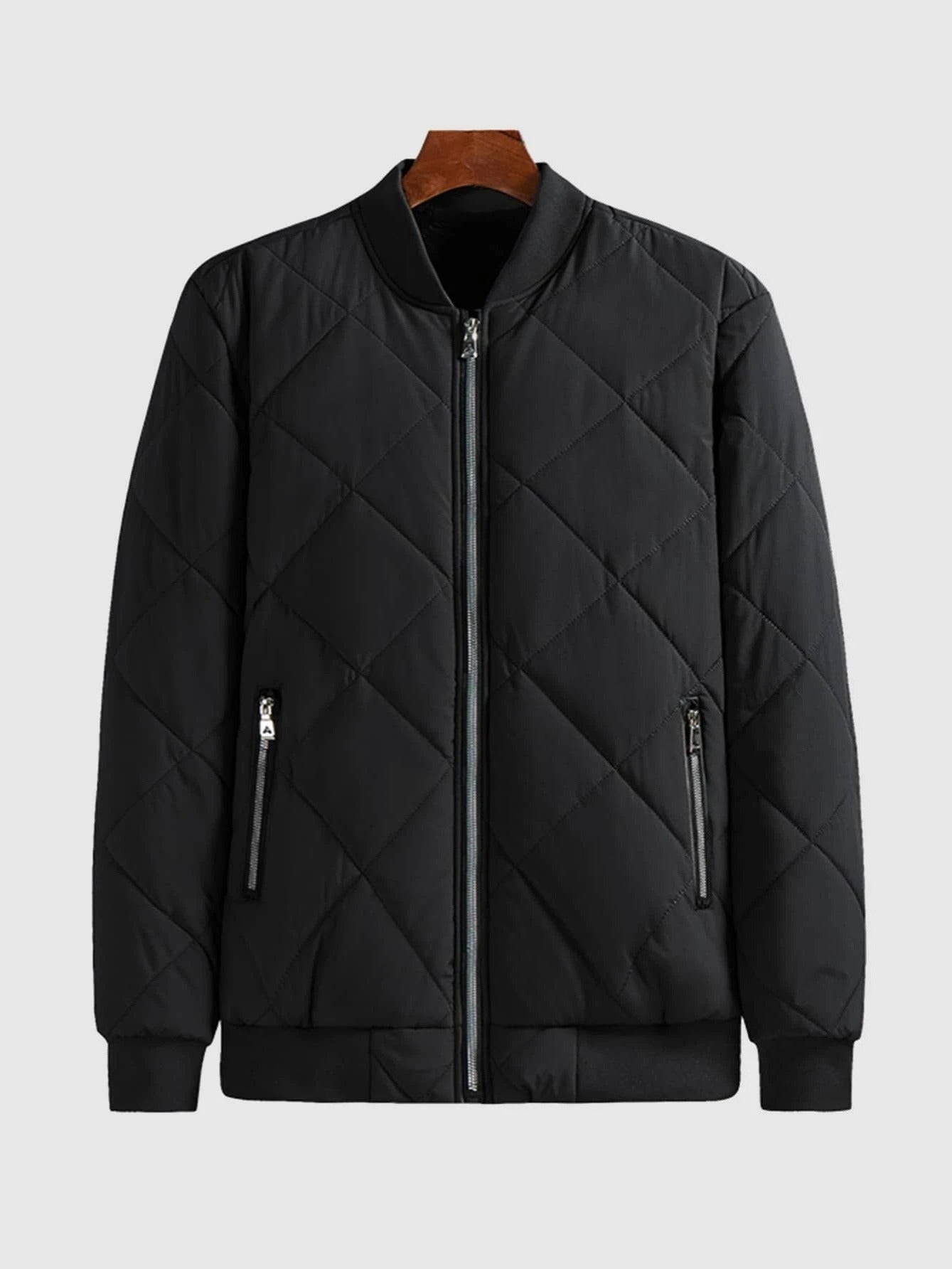 Men's Padded Plaid Jackets Winter Full Zipper Fleece Baseball Collar Overcoat Jacket