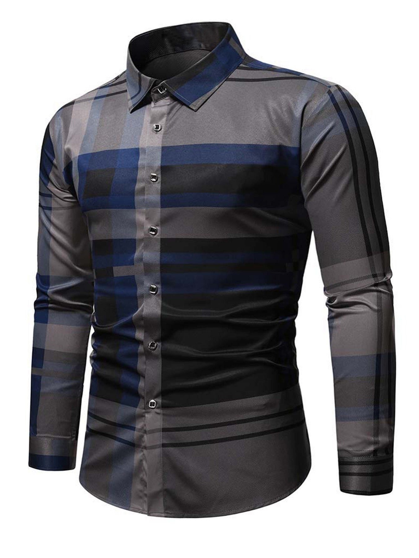 Men's Plaid Print Long Sleeve Shirt
