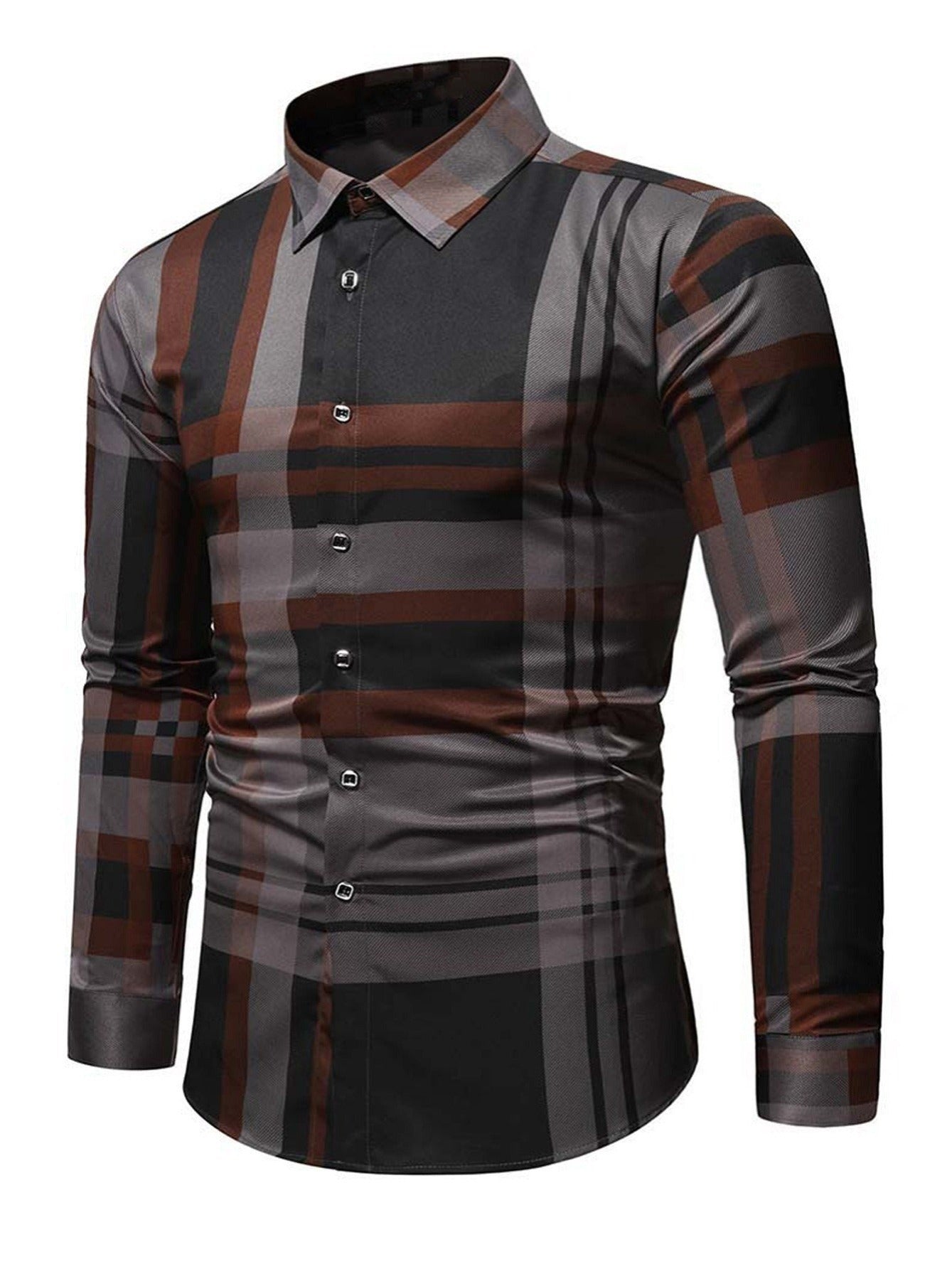 Men's Plaid Print Long Sleeve Shirt