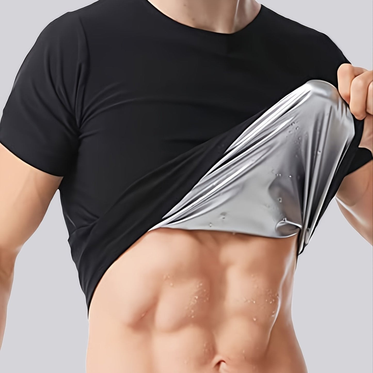 Short Sleeve Sauna Suit For Men Weight Loss Gym Exercise Top