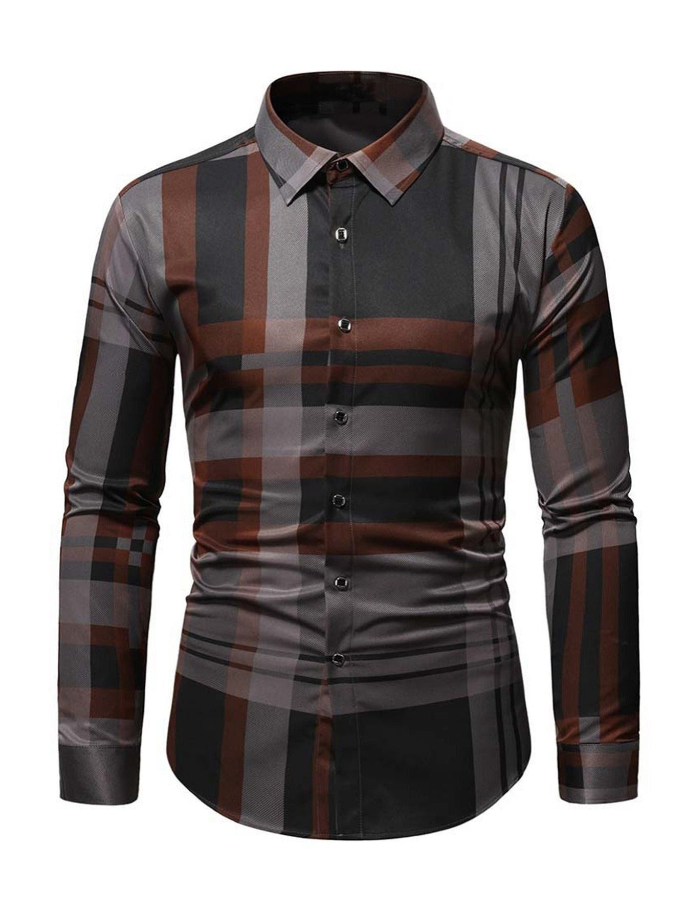 Men's Plaid Print Long Sleeve Shirt