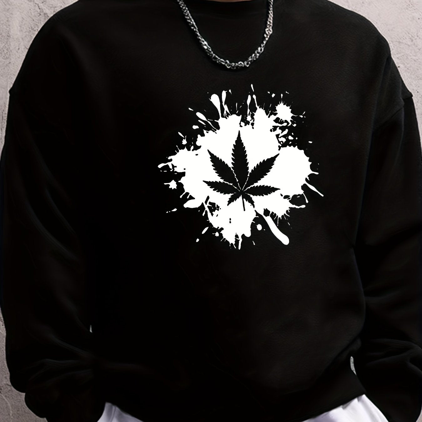 Men's Round Neck Long Sleeve Sweatshirt With Multi-pattern Vintage Print