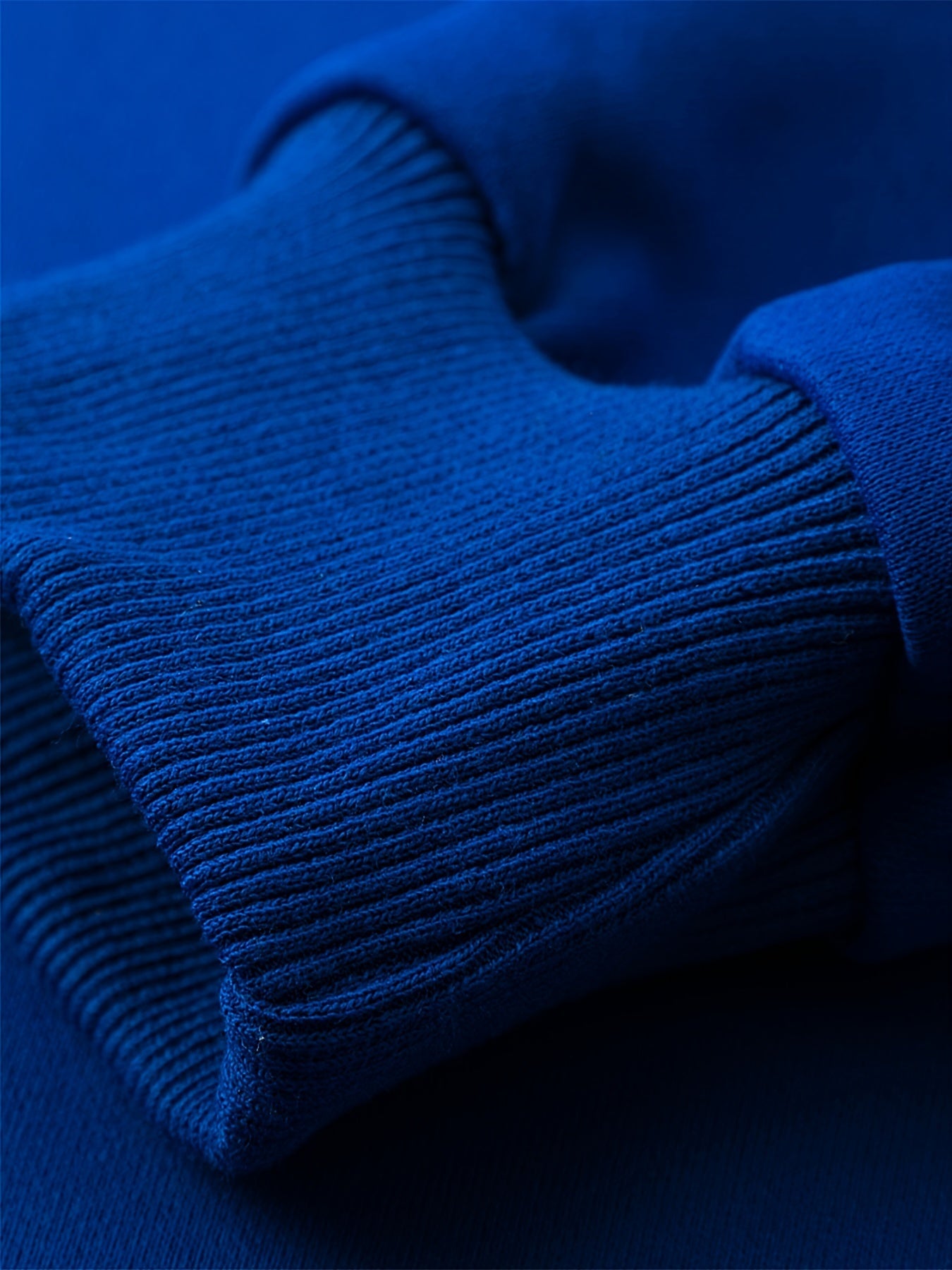 Men's Twill Drop Shoulder Blue Round Neck Pullover Sweatshirt