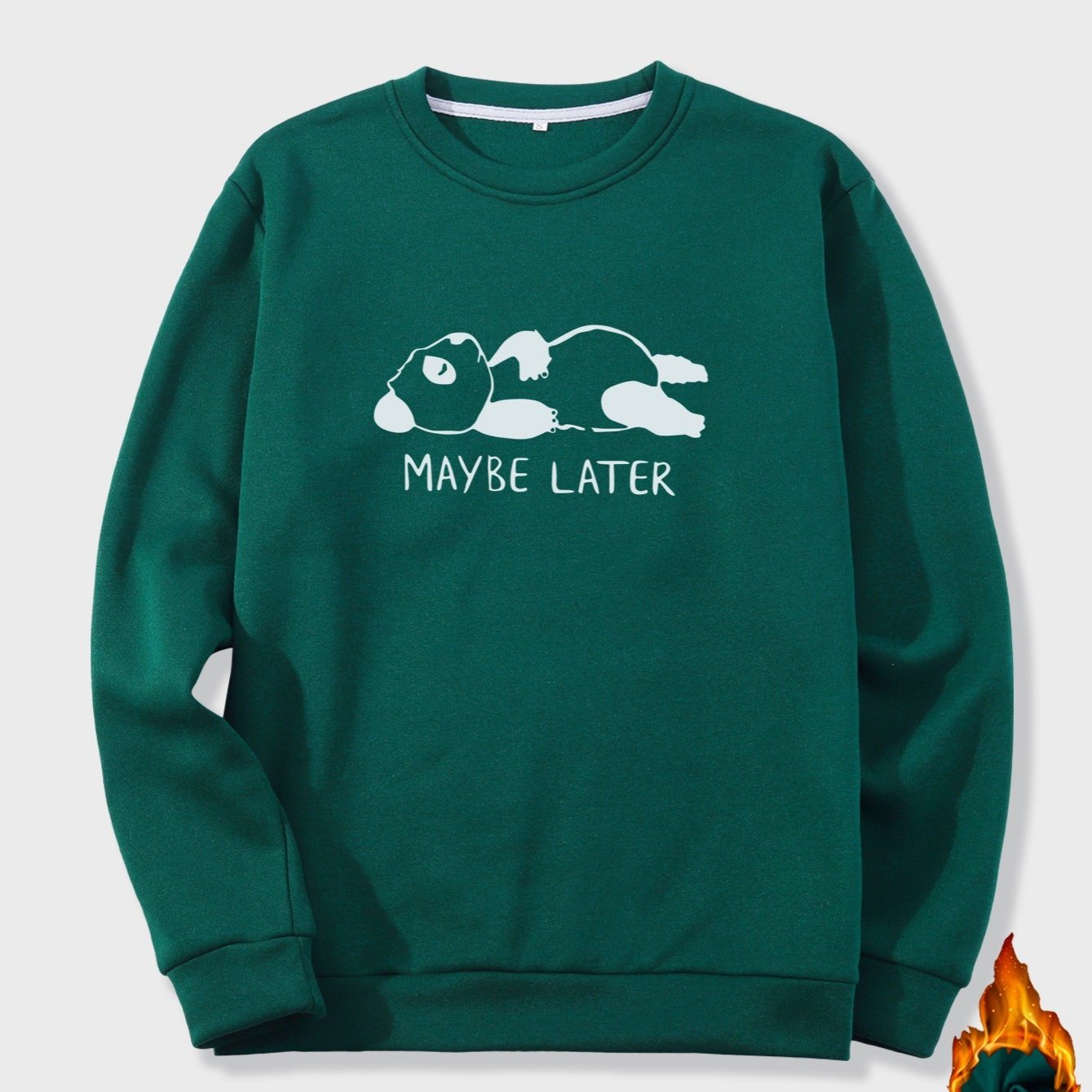 Men's Bear Graphic Print Fleece Crew Neck Sweatshirt