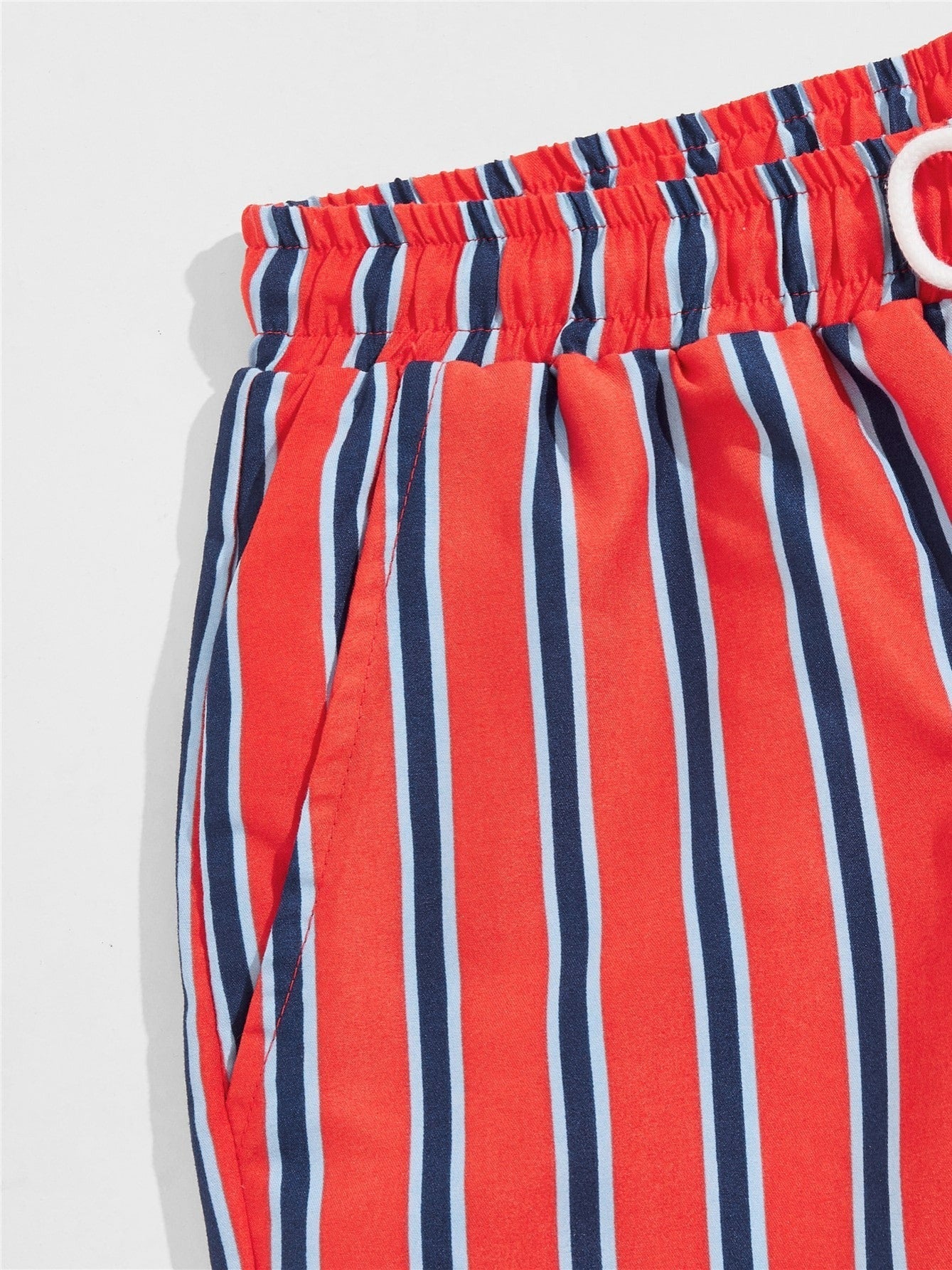 Men's Striped Beach Drawstring Shorts, Swim Trunks