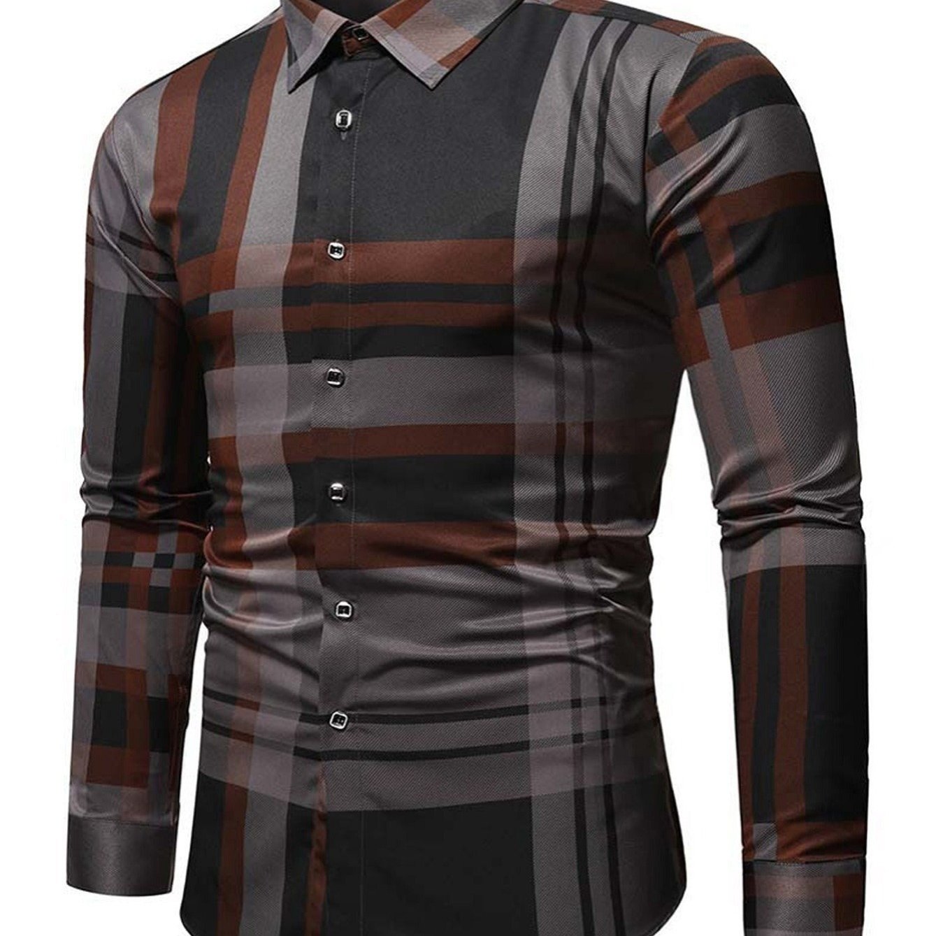 Men's Plaid Print Long Sleeve Shirt