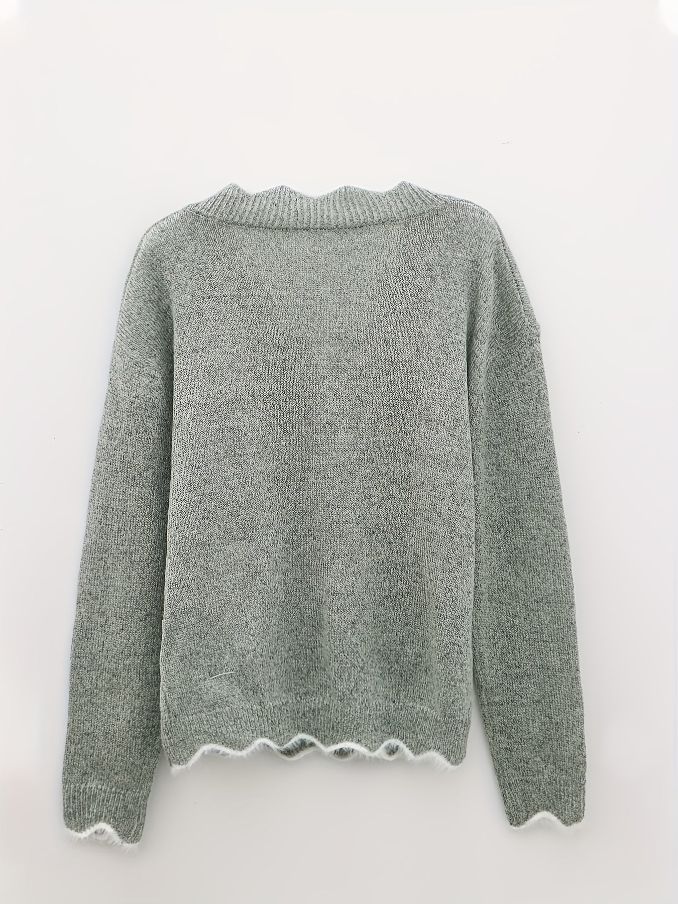 Scallop Trim Knit Sweater