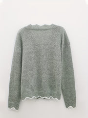 Scallop Trim Knit Sweater