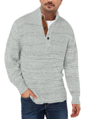 Men's Quarter Zip Polo Collar Fall/Winter Thick Knit Pullover Sweater