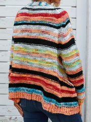 Rainbow Striped Open Front Cardigan