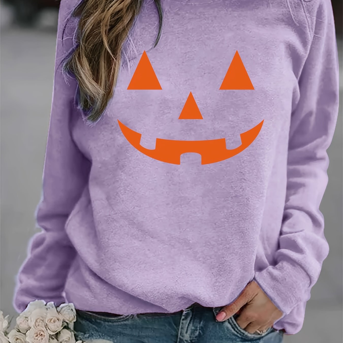 Halloween Jack O' Lantern Print Sweatshirt