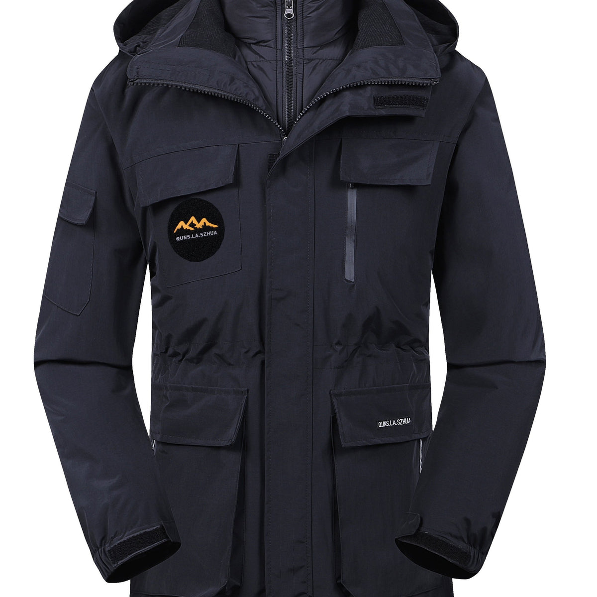 Waterproof Plus Size Hooded Ski Jacket with Detachable Down Liner and Thermal Insulation