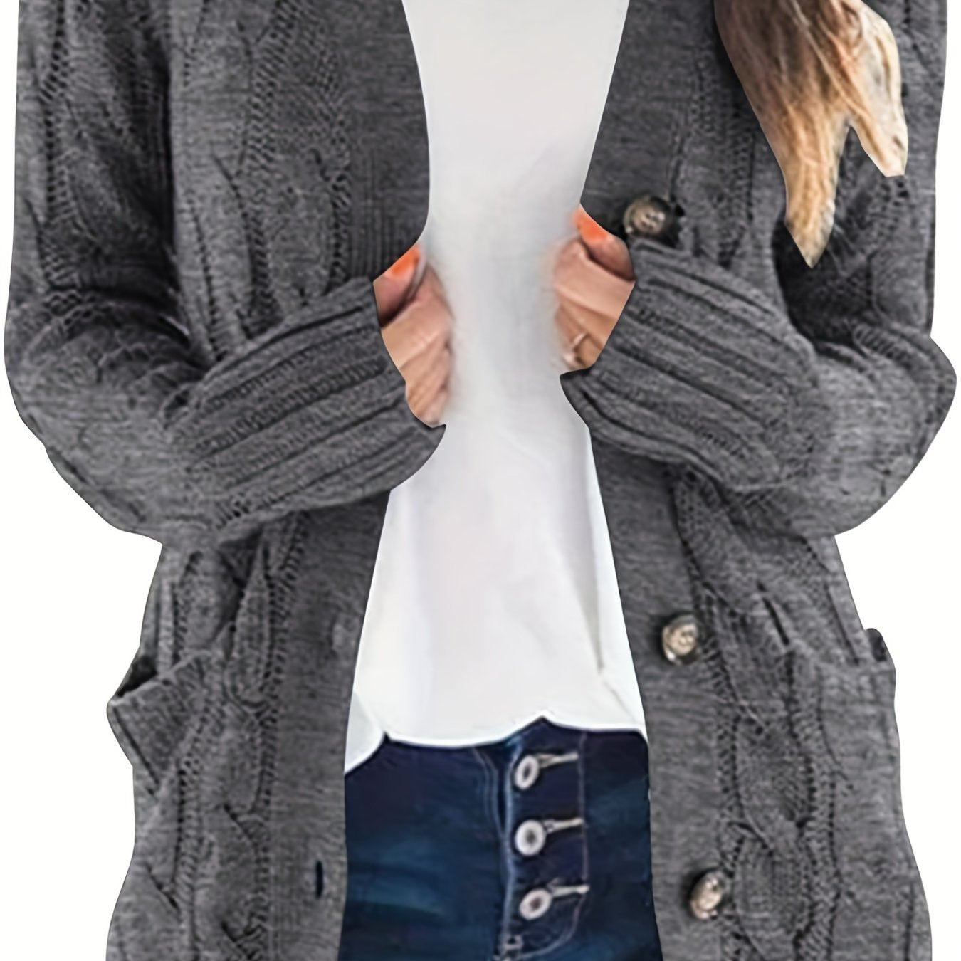 Cable Knit Button Front Cardigan