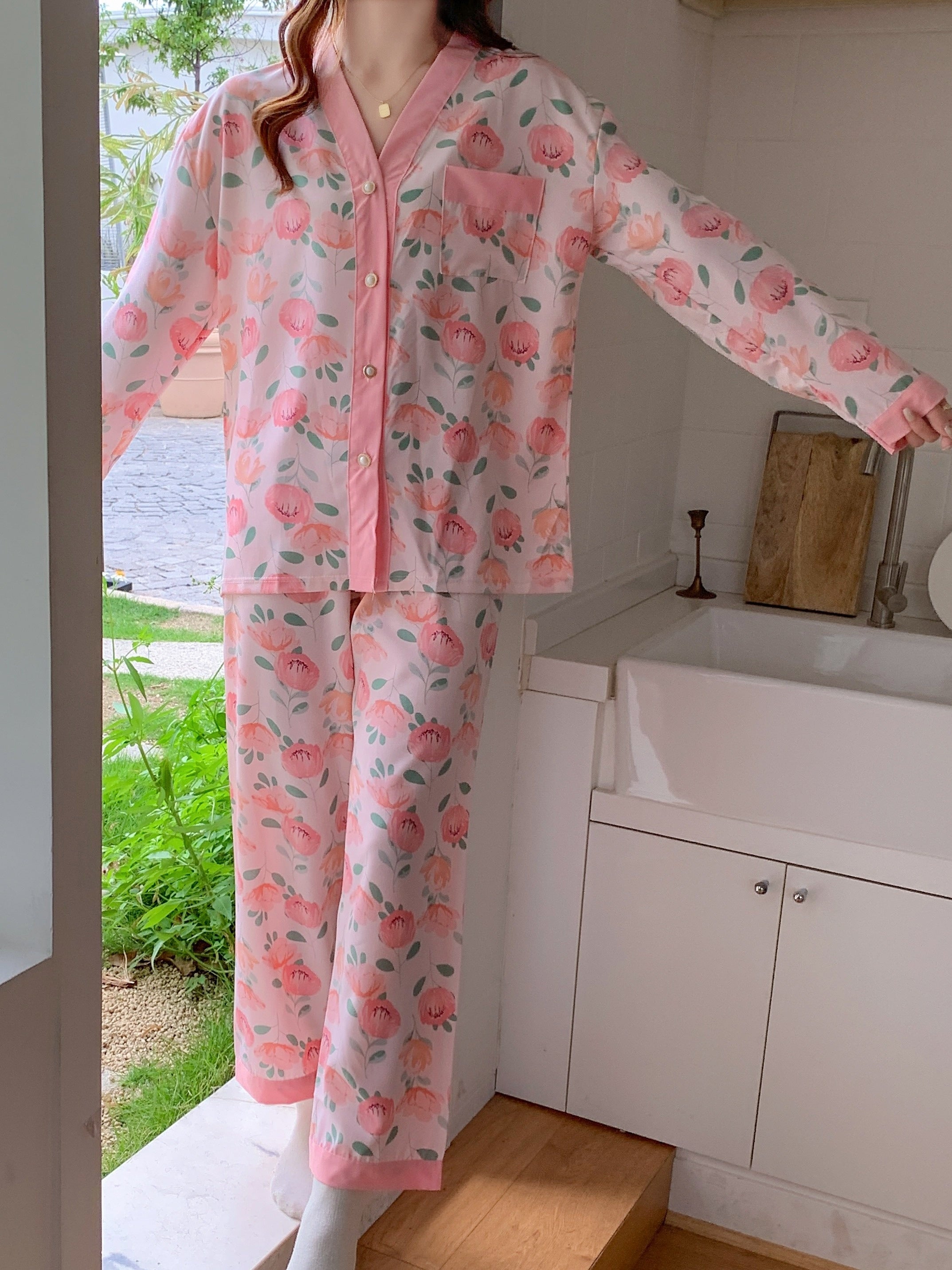 Floral Print Pajama Set