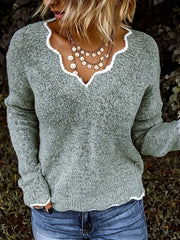 Scallop Trim Knit Sweater