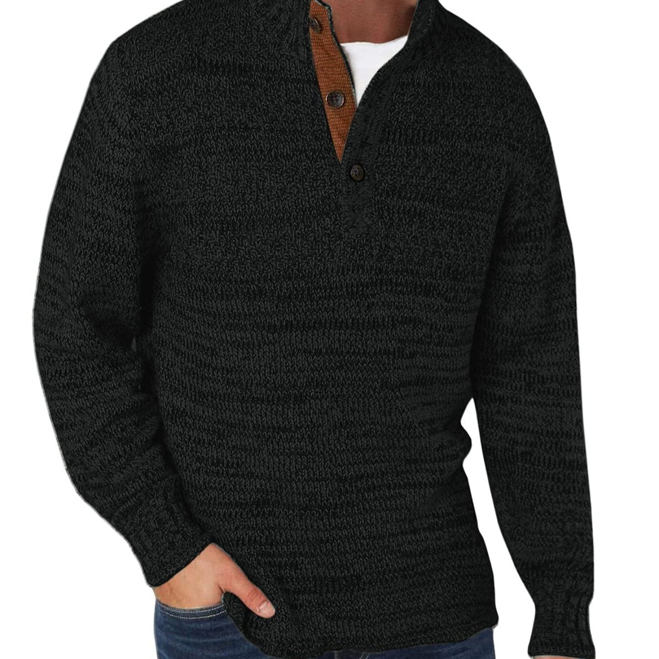 Men's Quarter Zip Polo Collar Fall/Winter Thick Knit Pullover Sweater