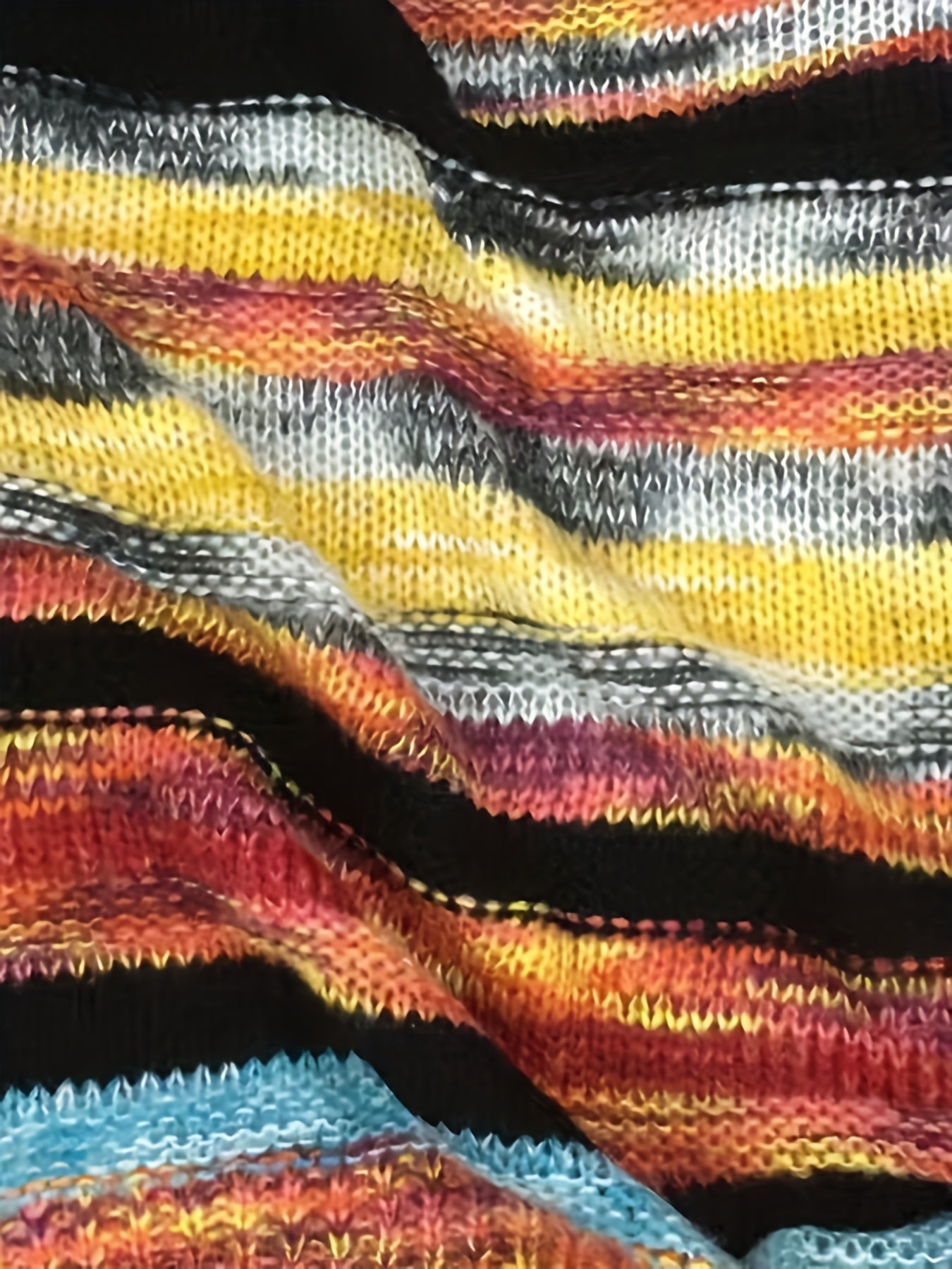 Rainbow Striped Open Front Cardigan