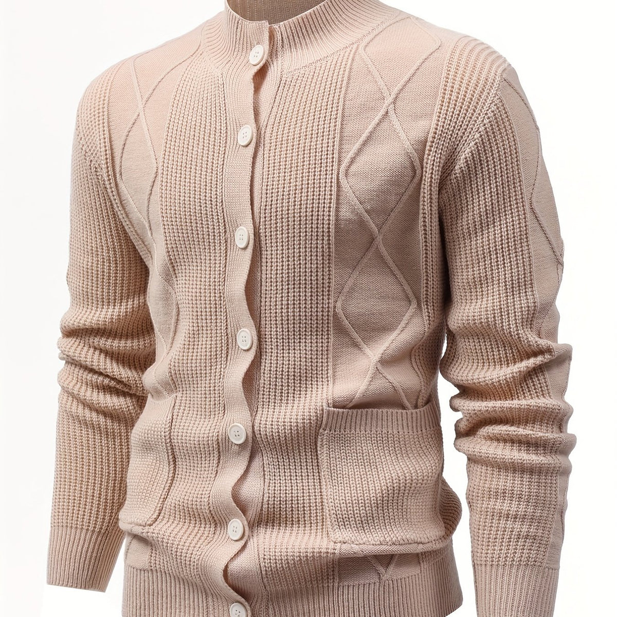 Men's Casual Vintage Style Cable Sweater Button Up Cardigan