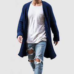 Men's Casual Loose Long-Sleeved Mid-Length Knitted Cardigan
