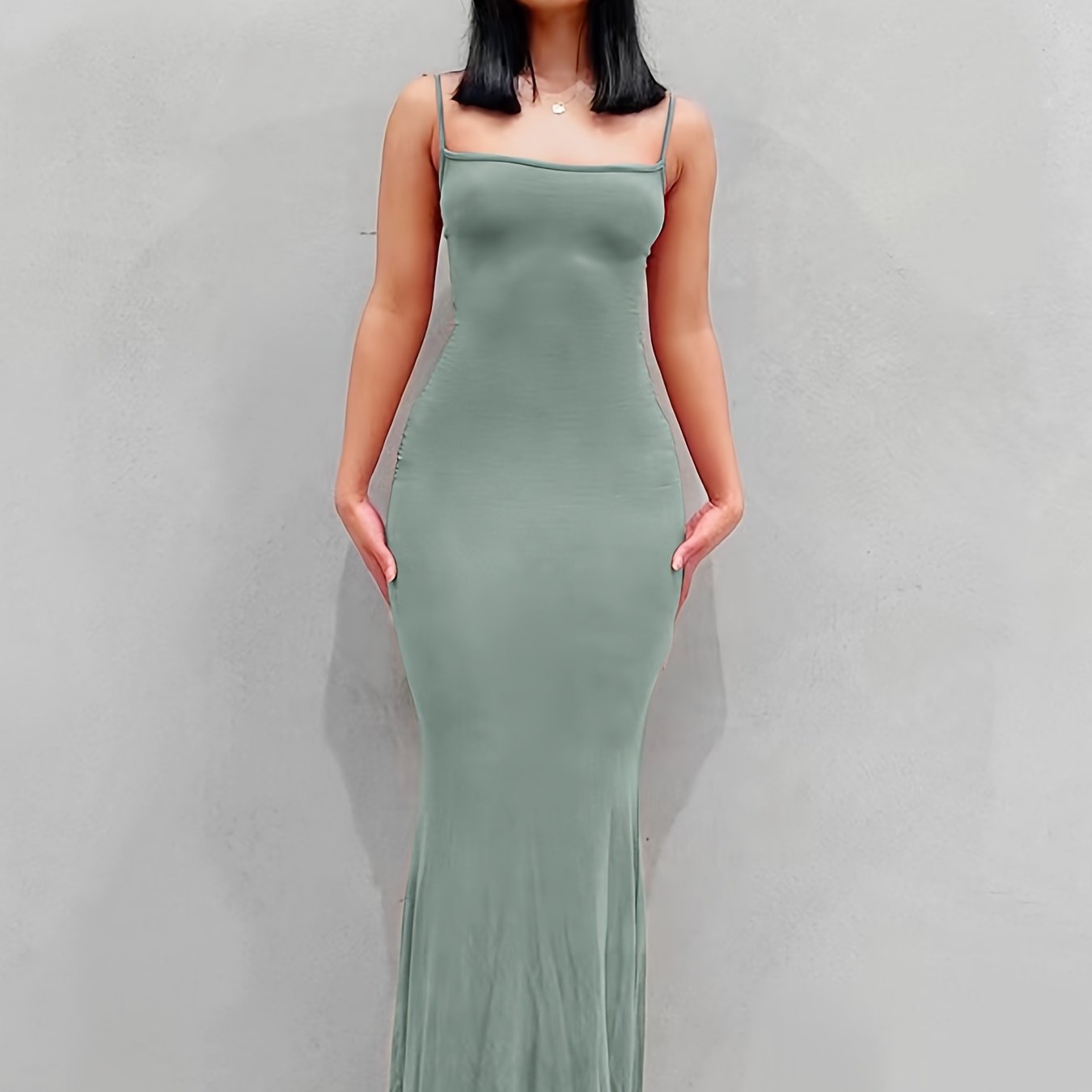 Women's Sexy Scoop Neck Open Back Cami Bodycon Maxi Sleeveless Solid Backless Dresses