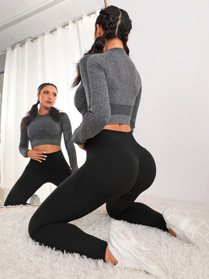 Black High Waist Yoga Sports Leggings Stretchy Slim Fit Bike Pants