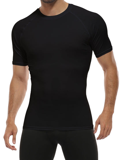 Short Sleeve Crew Neck Performance Gym Athletic T-Shirt Black