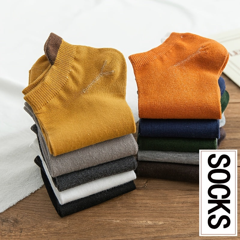 10pairs Men's Low-cut Socks With Heel Guard