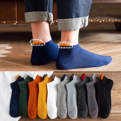 10pairs Men's Low-cut Socks With Heel Guard