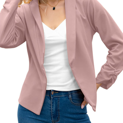 Elegant Solid Long Sleeve Open Front Lapel Blazer