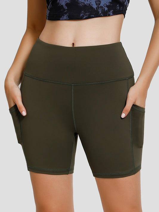 Quick-dry Solid Color Fitness Shorts Mesh Stitching Pockets Tennis Sports Shorts