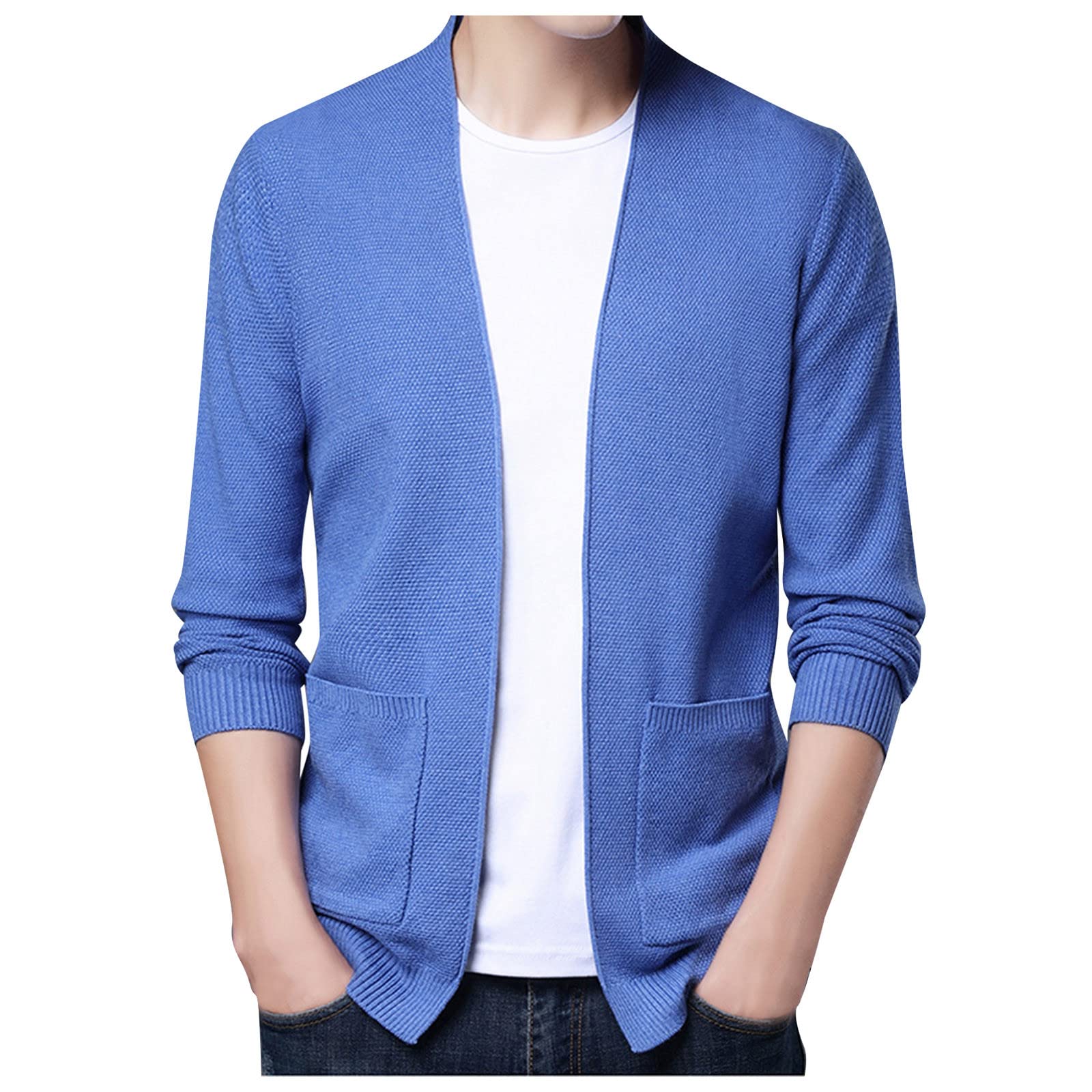 Men's Long Sleeved Knitted Cardigan With True Pocket