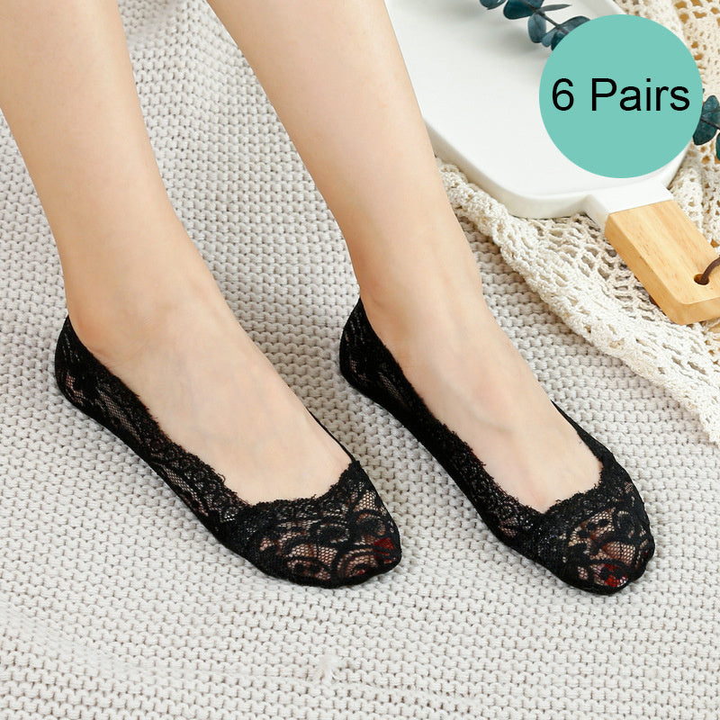 6 Pairs Women's Silicone Anti-Skid Invisible Boat Socks