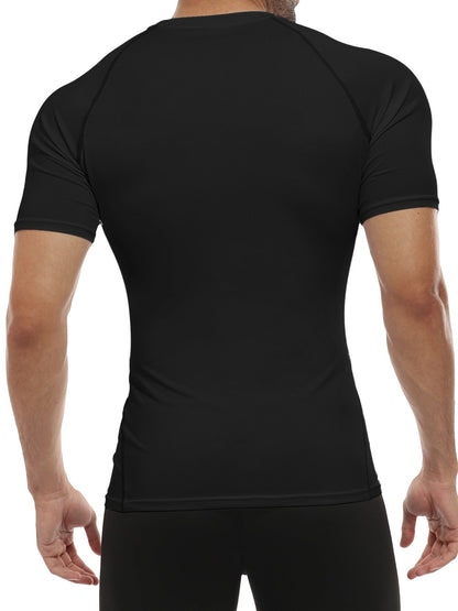 Short Sleeve Crew Neck Performance Gym Athletic T-Shirt Black