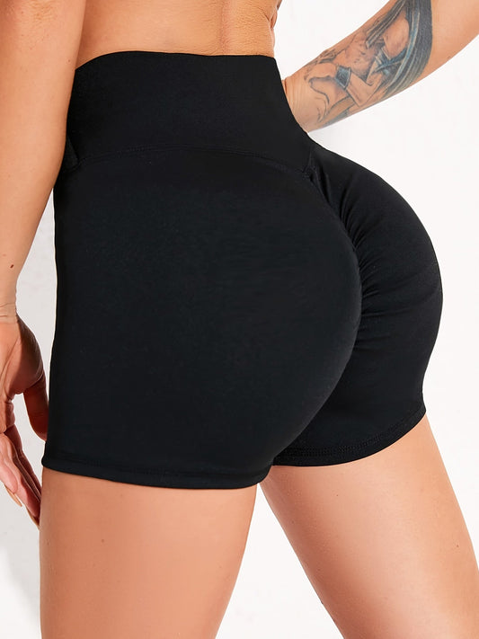 Solid Yoga Biker Shorts Butt Lift High-Waisted Sweat Absorption Fitness Shorts