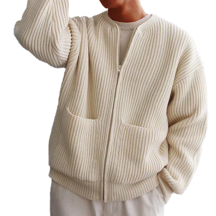 Men's Wool Thick Stick Knitted Cardigan Sweater Outerwear