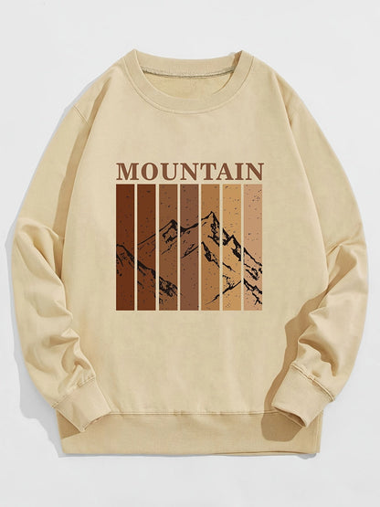 Men's Mountain Printed Round Neck Casual Sweatshirt