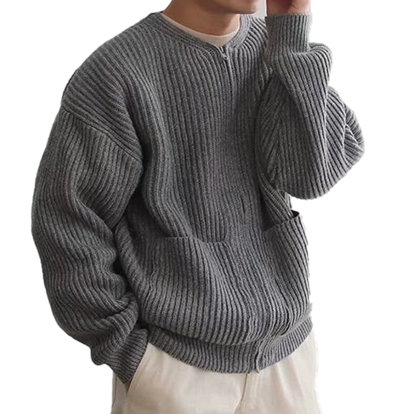 Men's Wool Thick Stick Knitted Cardigan Sweater Outerwear