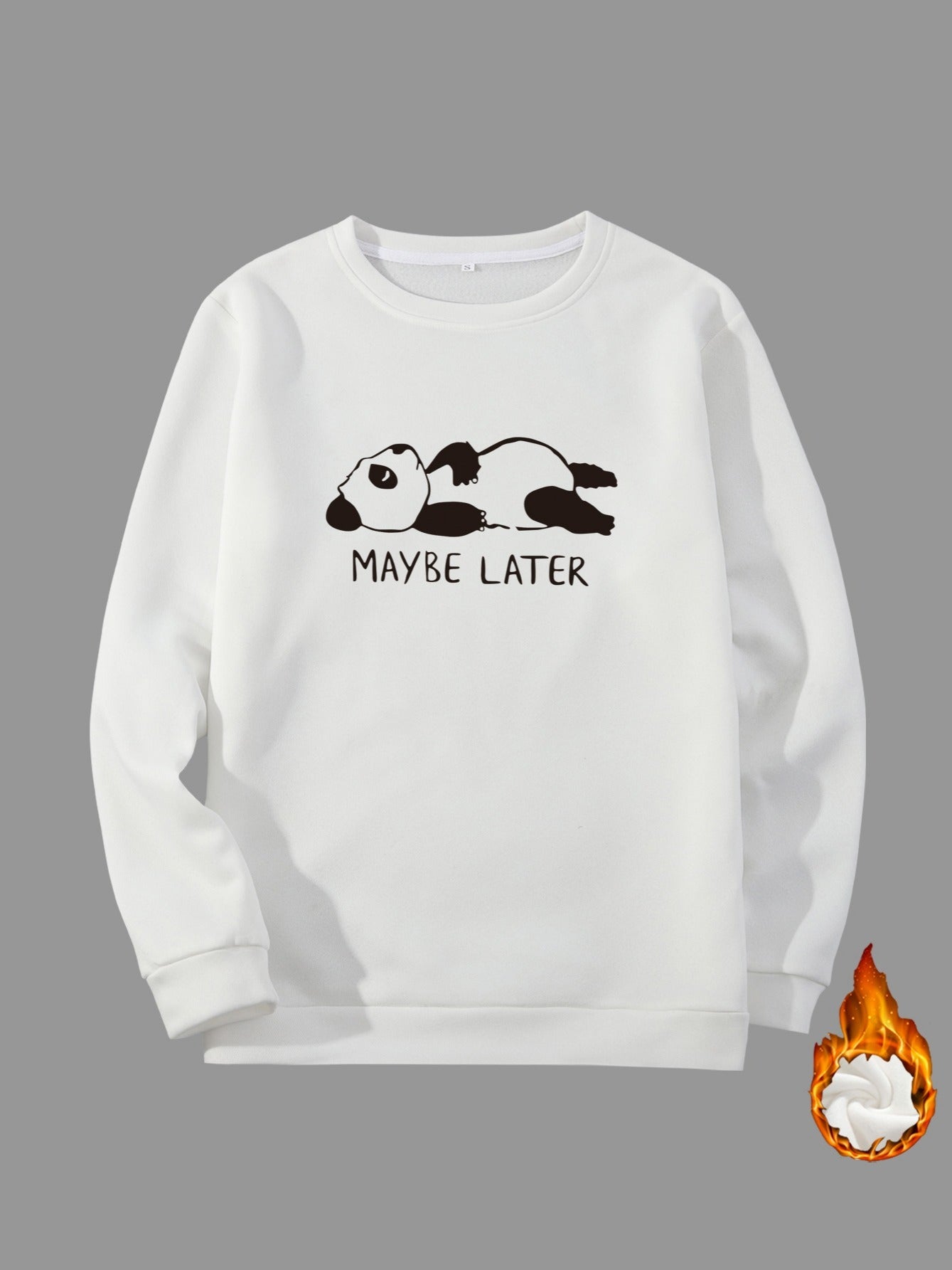 Men's Bear Graphic Print Fleece Crew Neck Sweatshirt