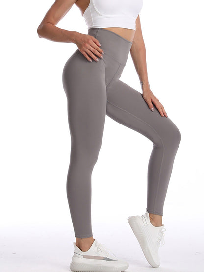 Women's Solid Color Seamless High-Waisted Sweat Absorption Yoga Leggings