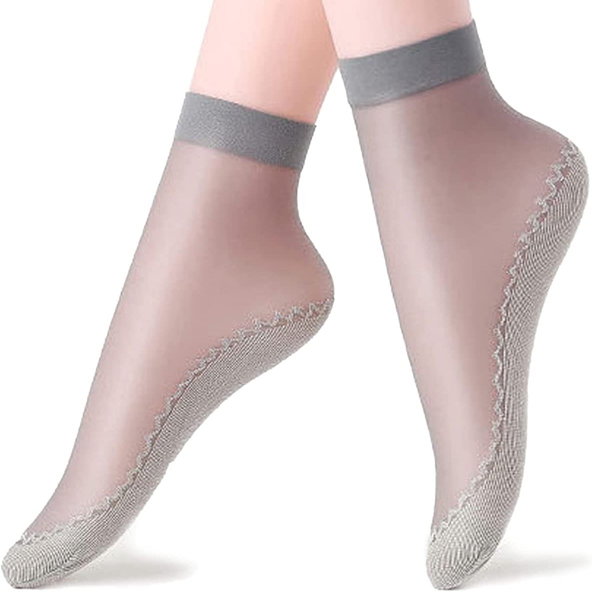 10 Pairs Thin Transparent Comfy Lightweight Non-slip Short Socks