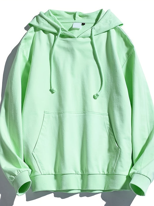 Men's Outfit Solid Color Hooded Jacket Loose Large Size Couple Pullover Port Style Cotton Sweatshirt