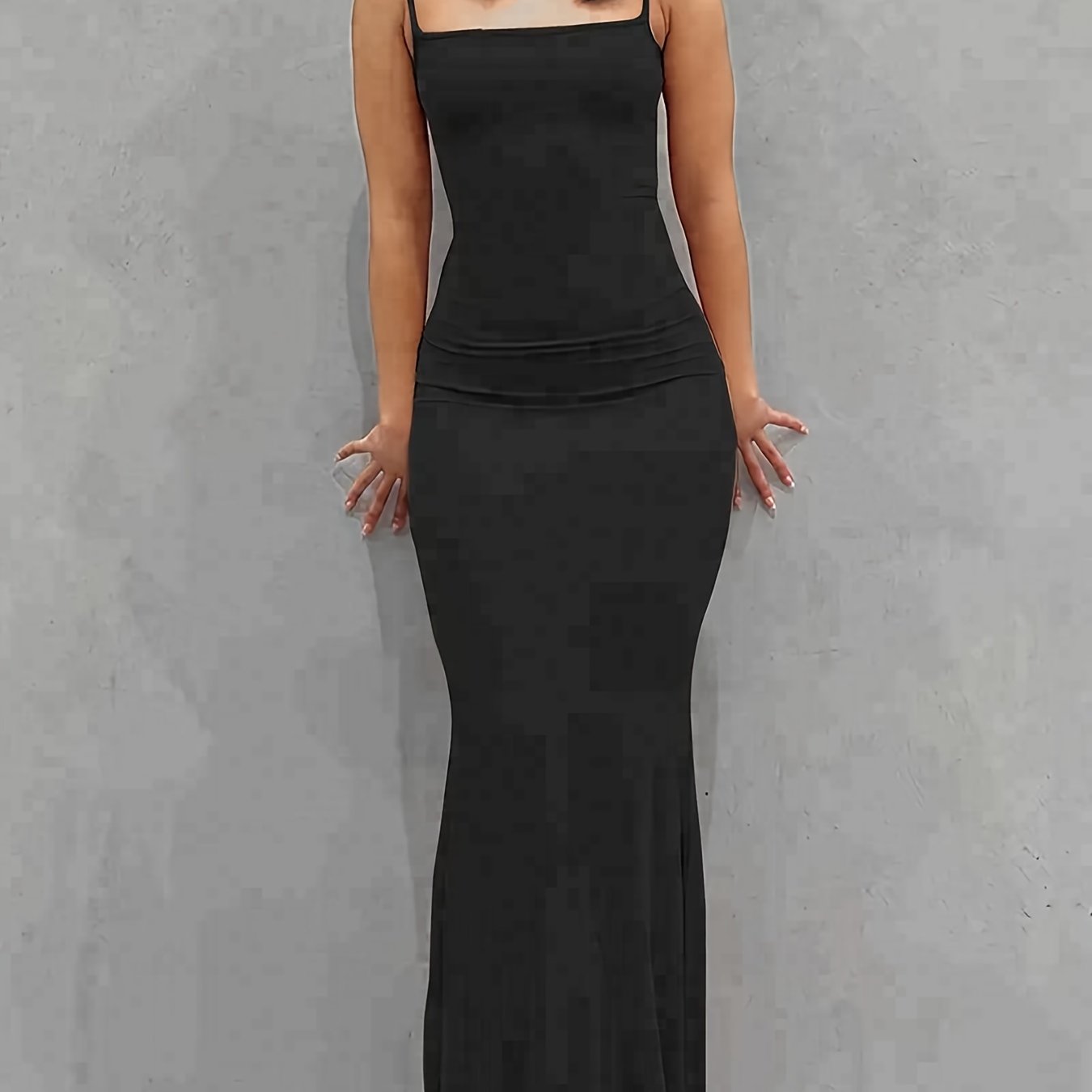 Women's Sexy Scoop Neck Open Back Cami Bodycon Maxi Sleeveless Solid Backless Dresses