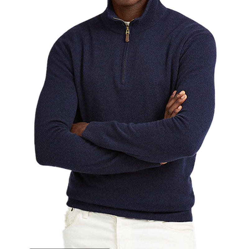 Men's Casual Standing Collar Half Zipper Pullover Sweaters