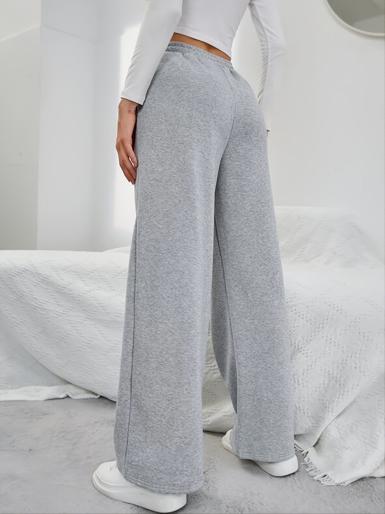 Casual Loose Long Solid Drawstring Fashion Slant Pocket Sweatpants