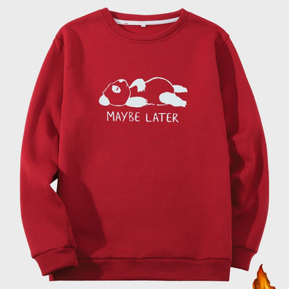 Men's Bear Graphic Print Fleece Crew Neck Sweatshirt