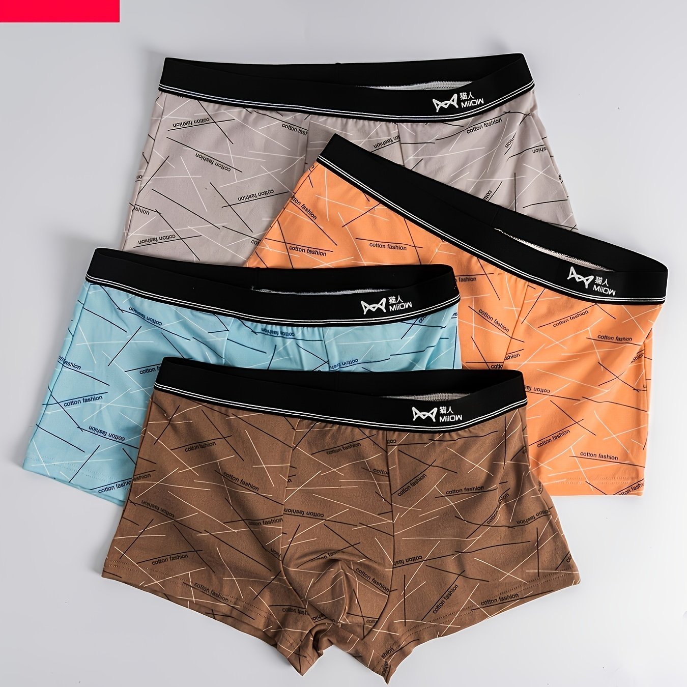4pcs Men's Printed Stretch Boxer Briefs Underwear