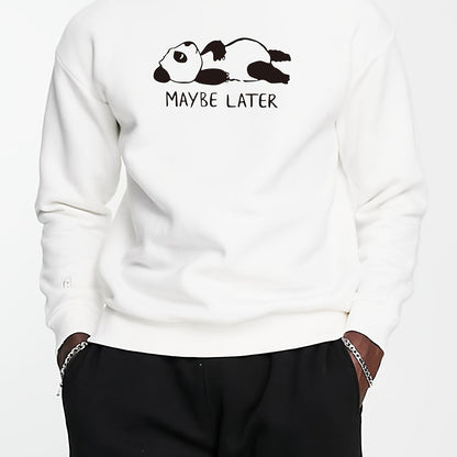 Men's Bear Graphic Print Fleece Crew Neck Sweatshirt
