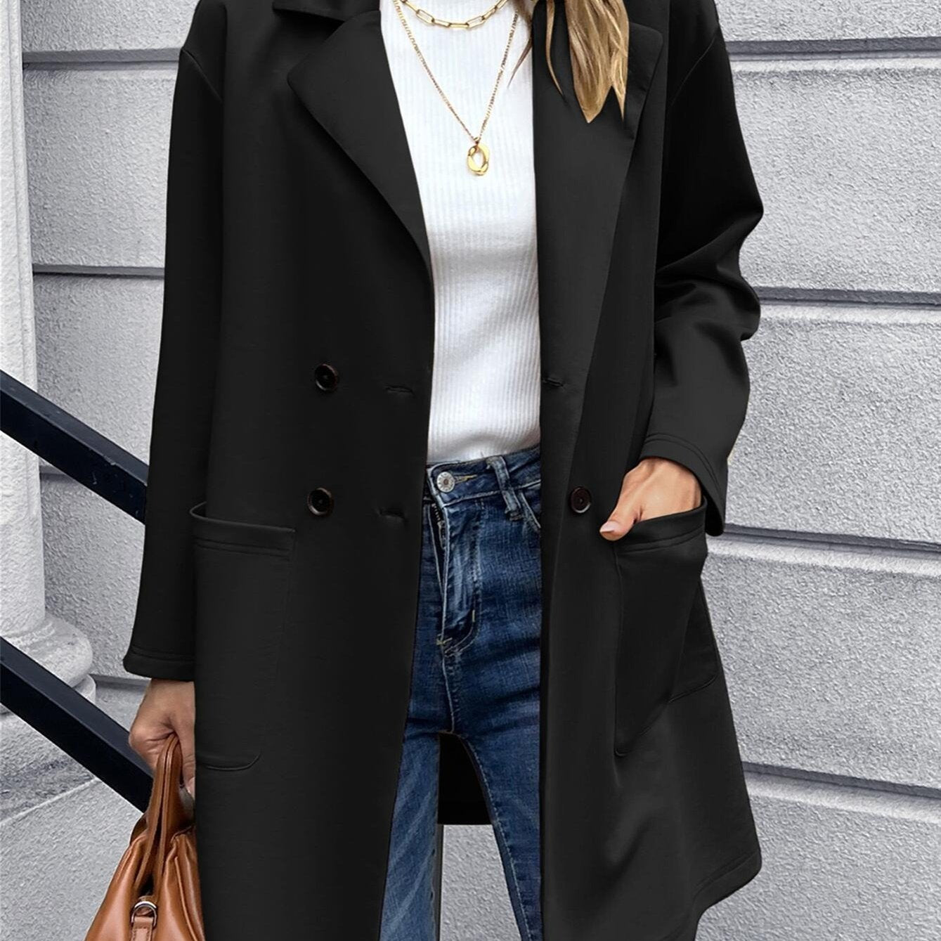 Outwear Solid Button Ladies Blazer