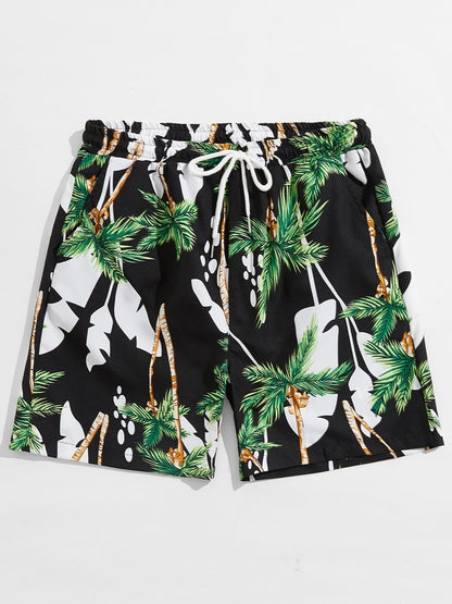 Men's Palm Tree Beach Drawstring Shorts
