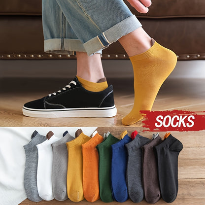 10pairs Men's Low-cut Socks With Heel Guard